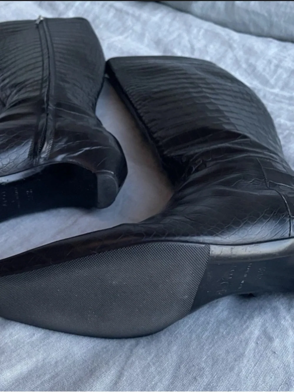 Dior Black Faux-Crocodile Knee Boot